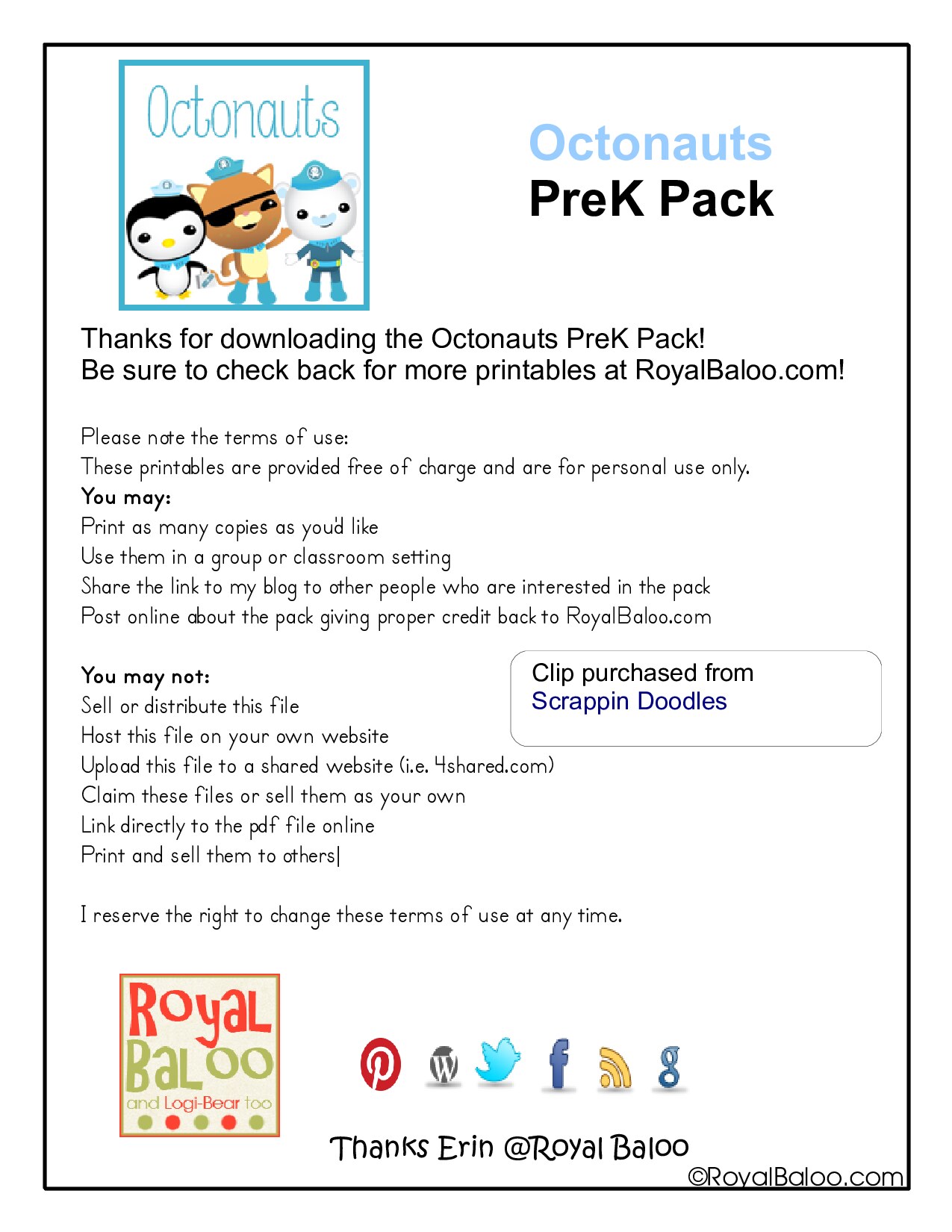 Royal Baloo Octonauts PreK