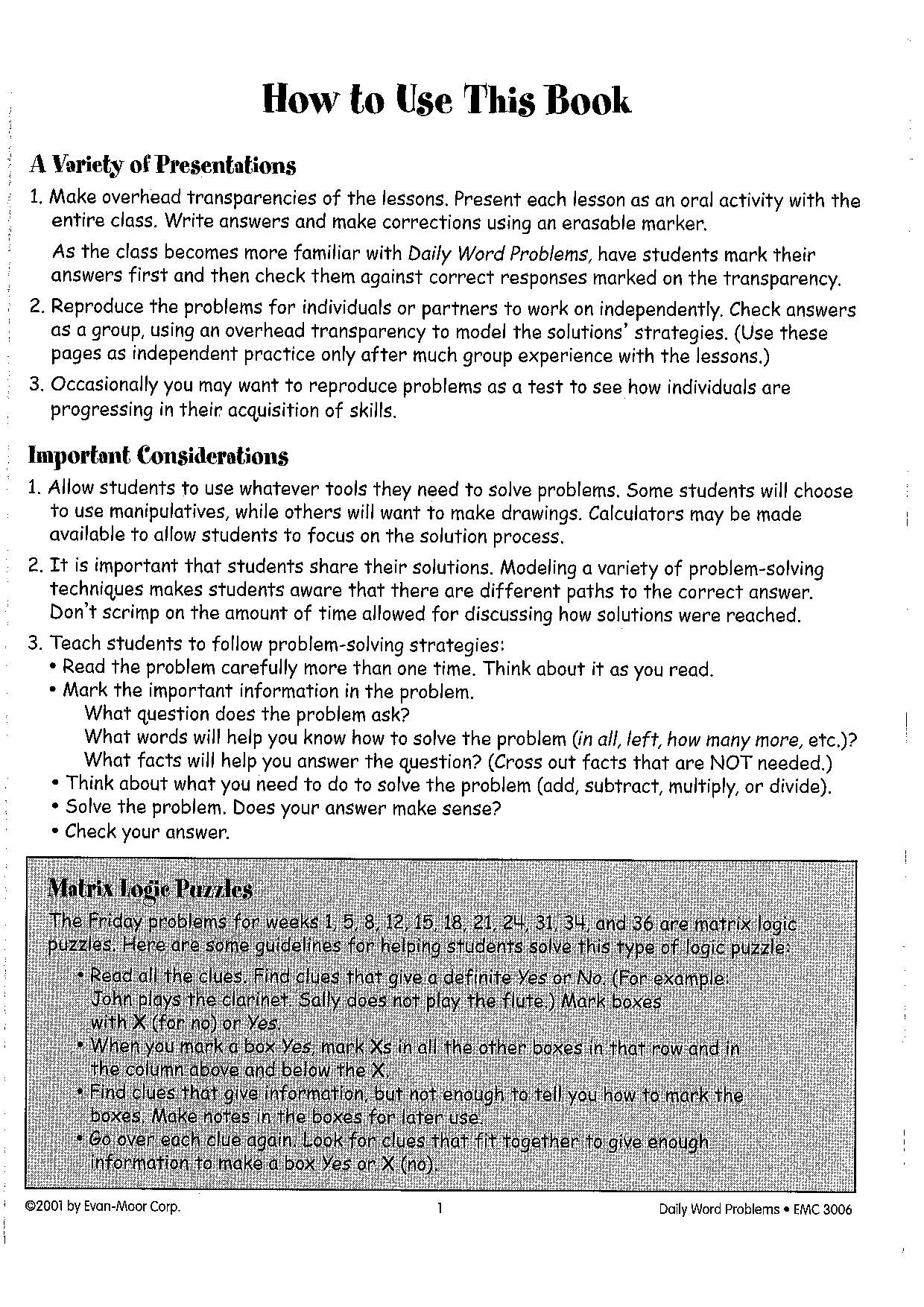 Evan-moor Daily Word Problems Math G6