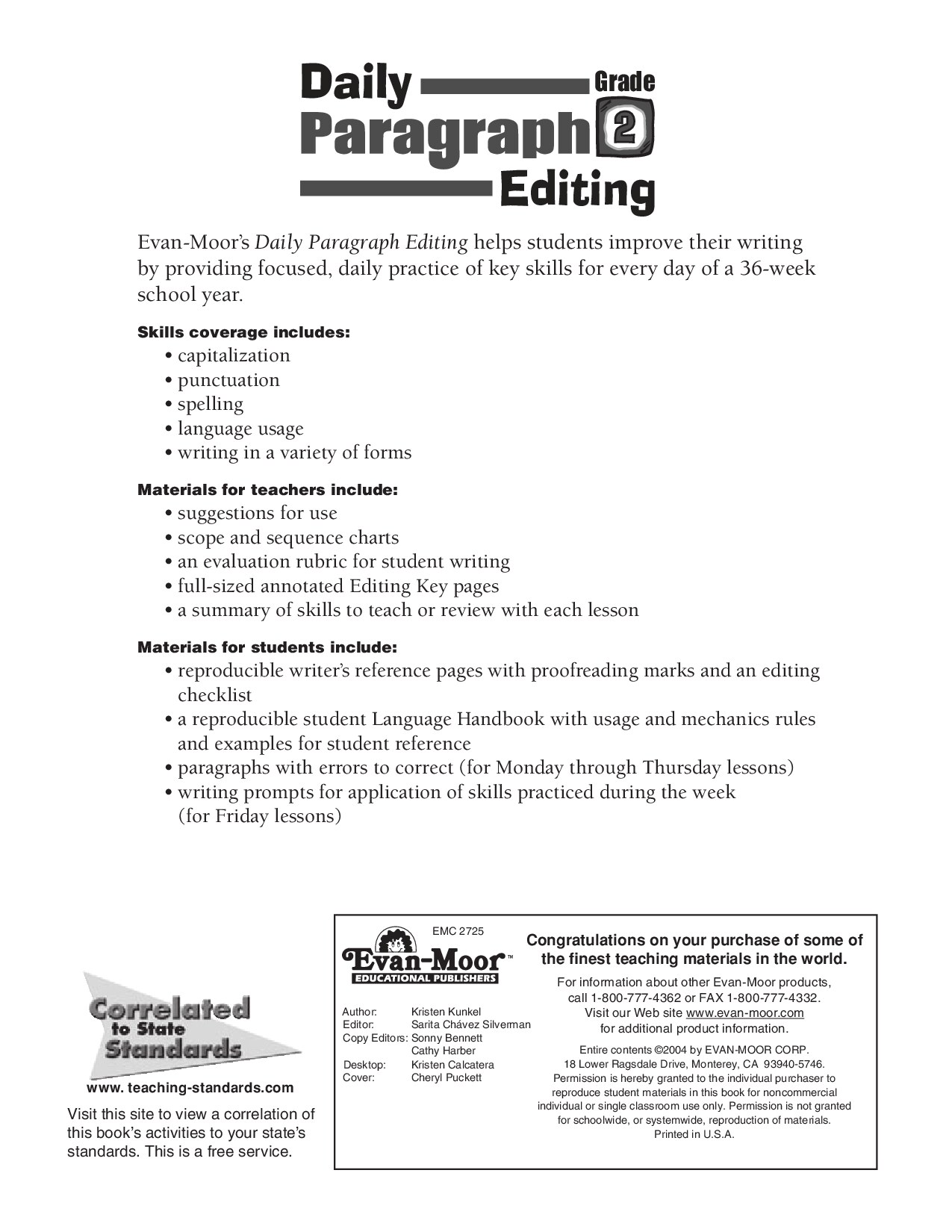 Daily Paragraph Editing, Grade 2