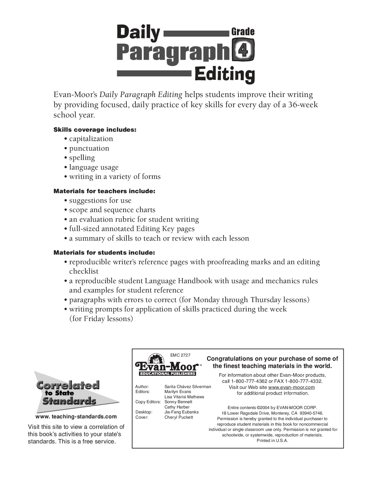 Daily Paragraph Editing, Grade 4
