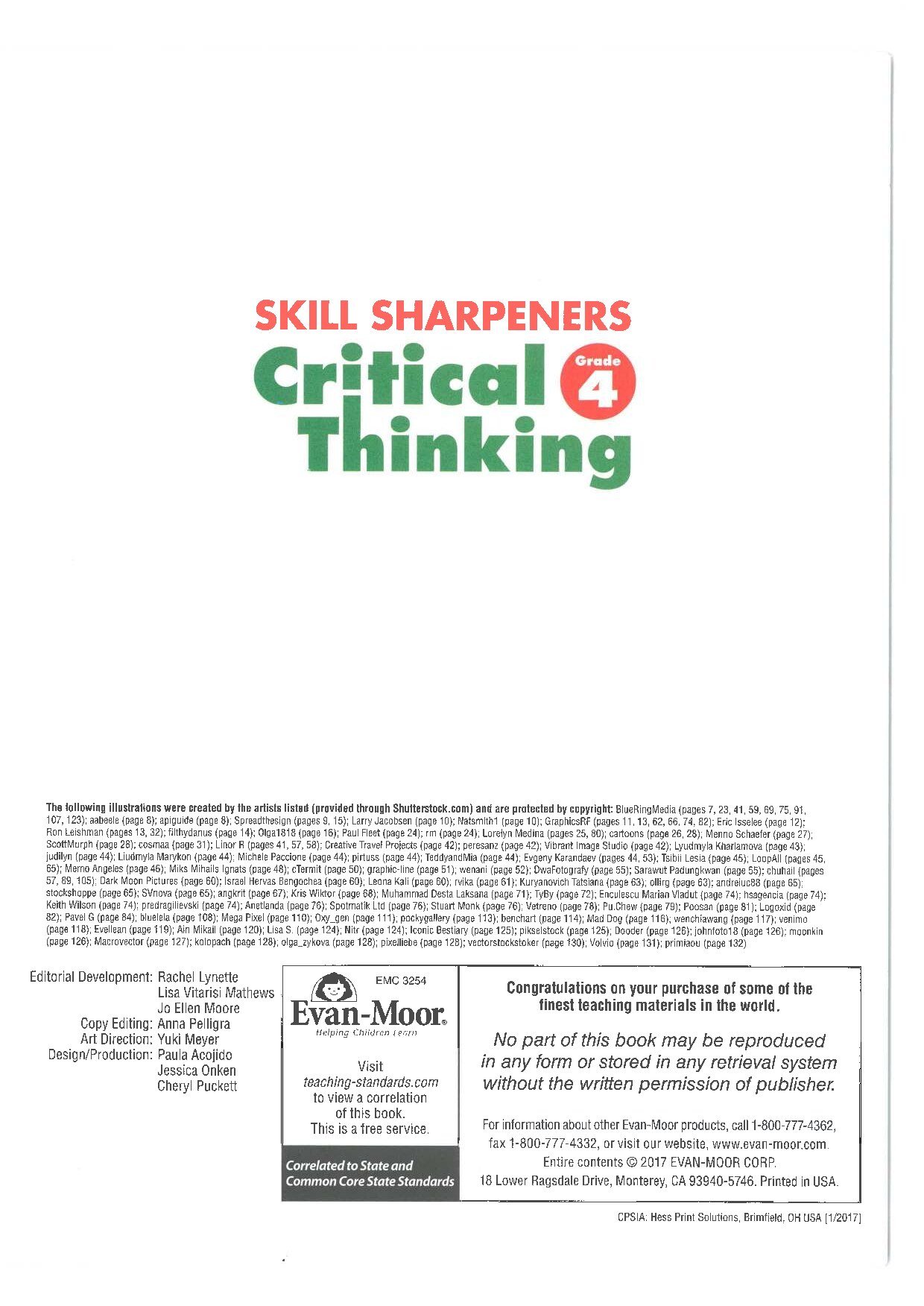 Evan-Moor Skill Sharpeners Critical Thinking, Grade 4
