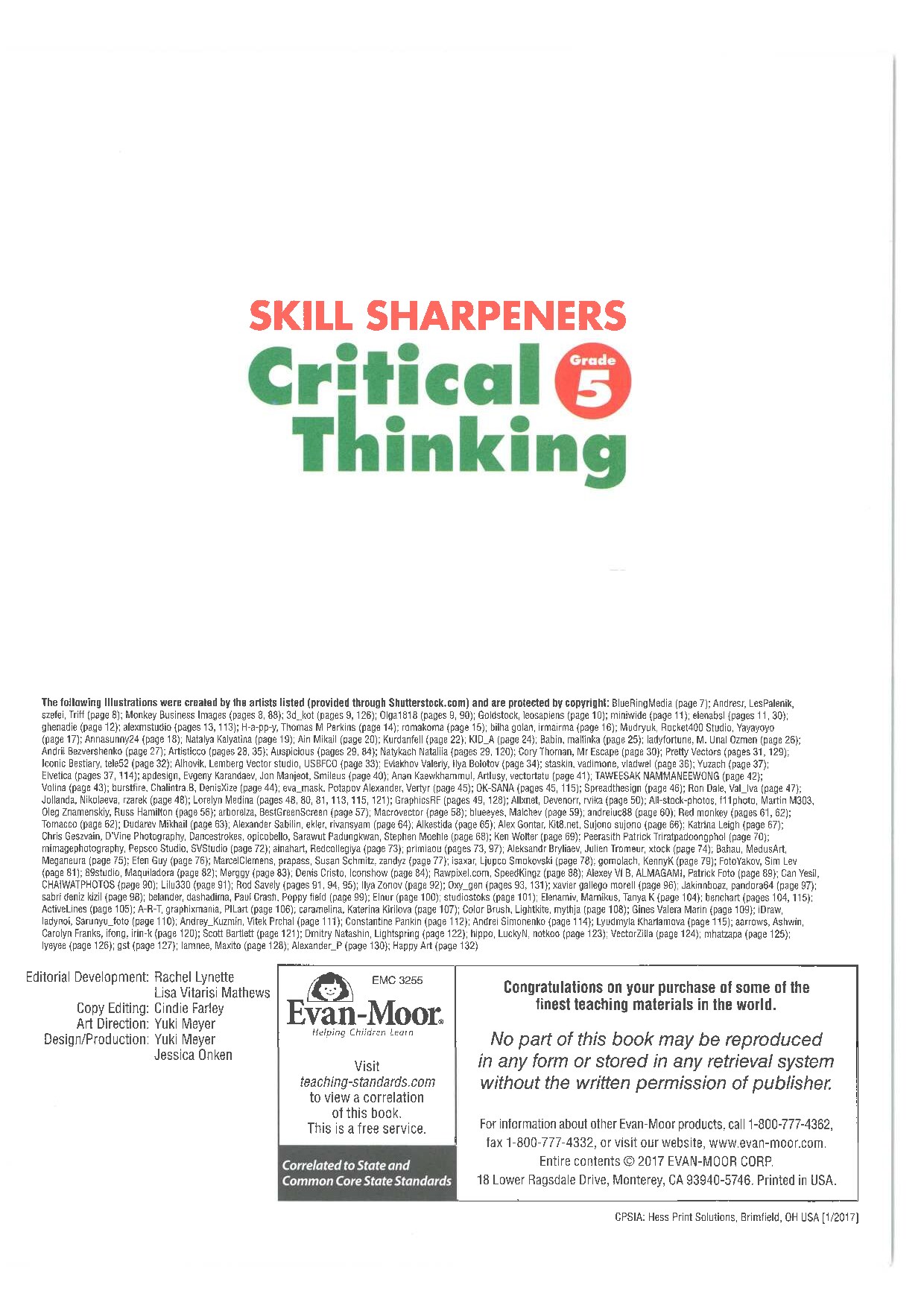 Evan-Moor Skill Sharpeners Critical Thinking, Grade 5