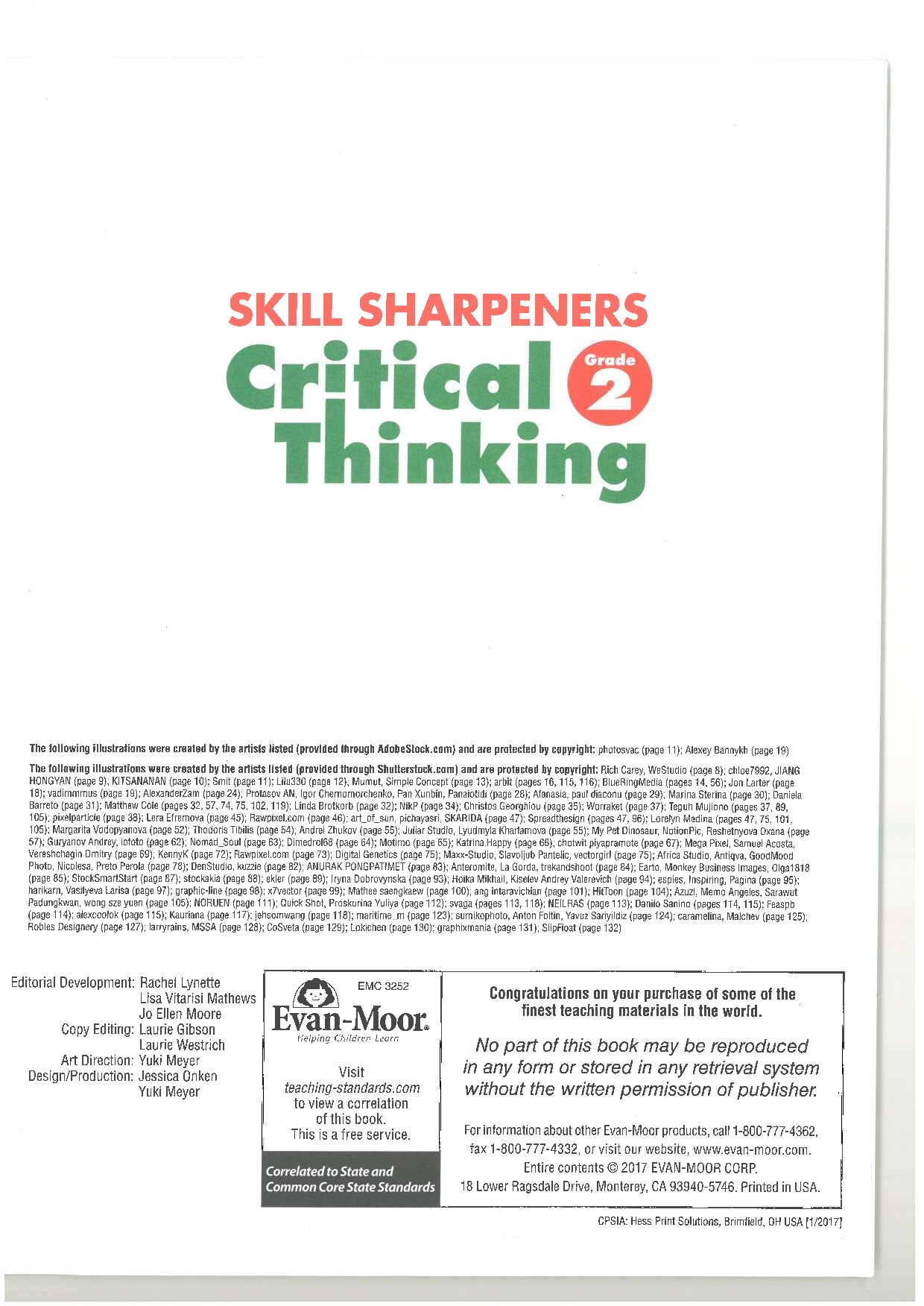 Evan-Moor Skill Sharpeners Critical Thinking, Grade 2