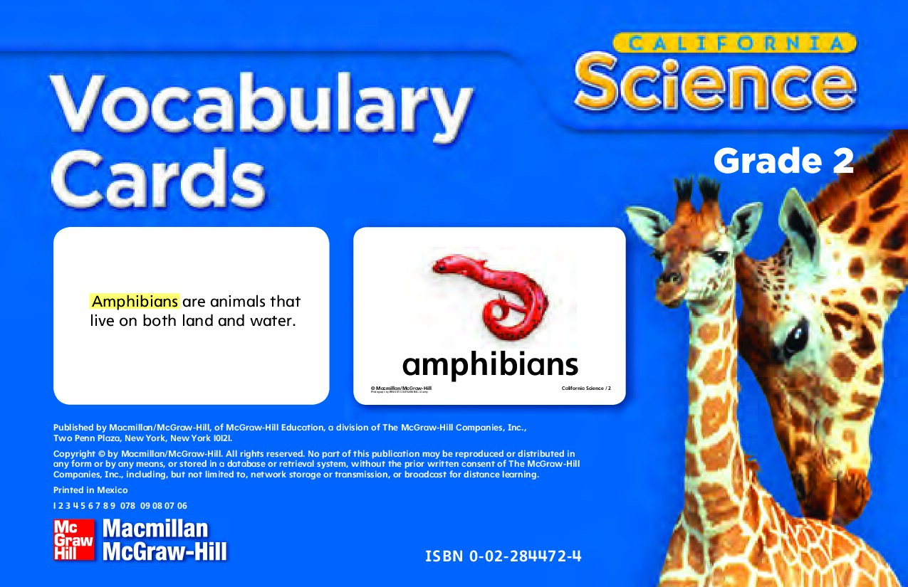 A Closer Look California Science 2 Vocabulary Cards