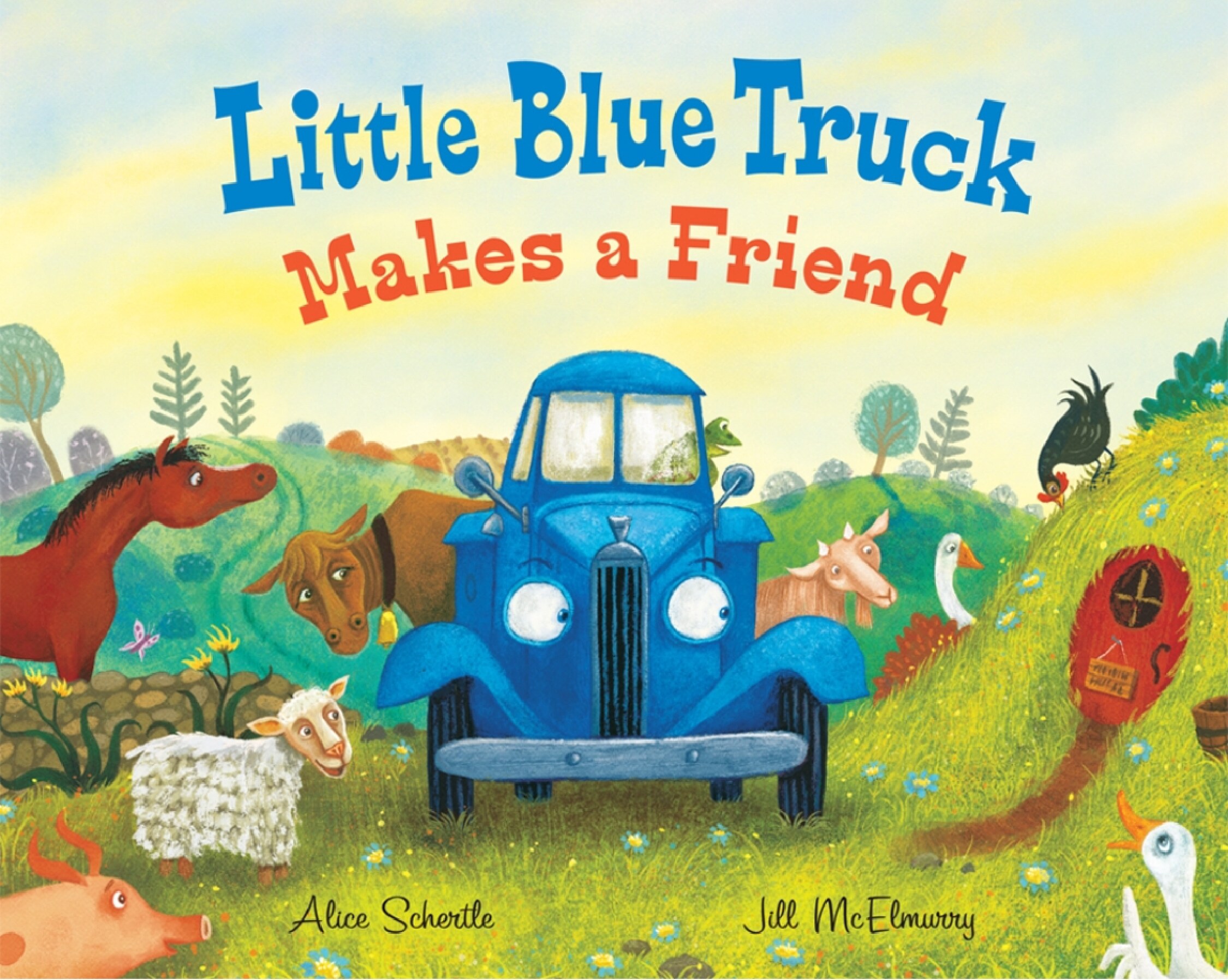little blue  truck makes a friend